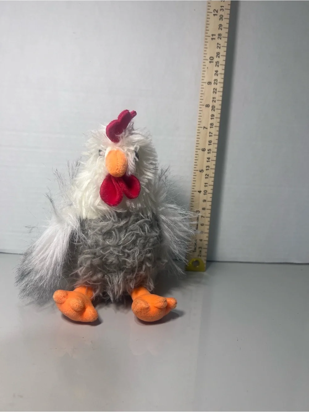 Walmart Way To Celebrate Shaggy ROOSTER Fluffy Grey Chicken 7